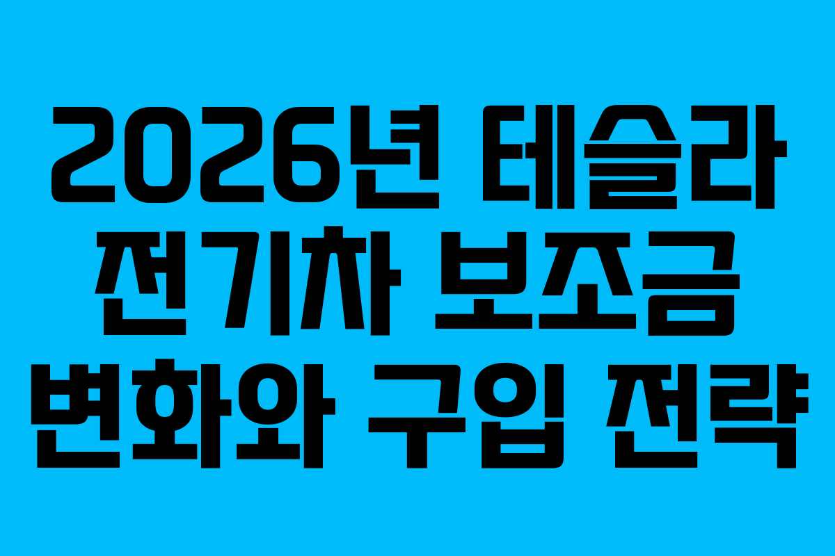 2026년 테슬라 전기차 보조금 변화와 구입 전략