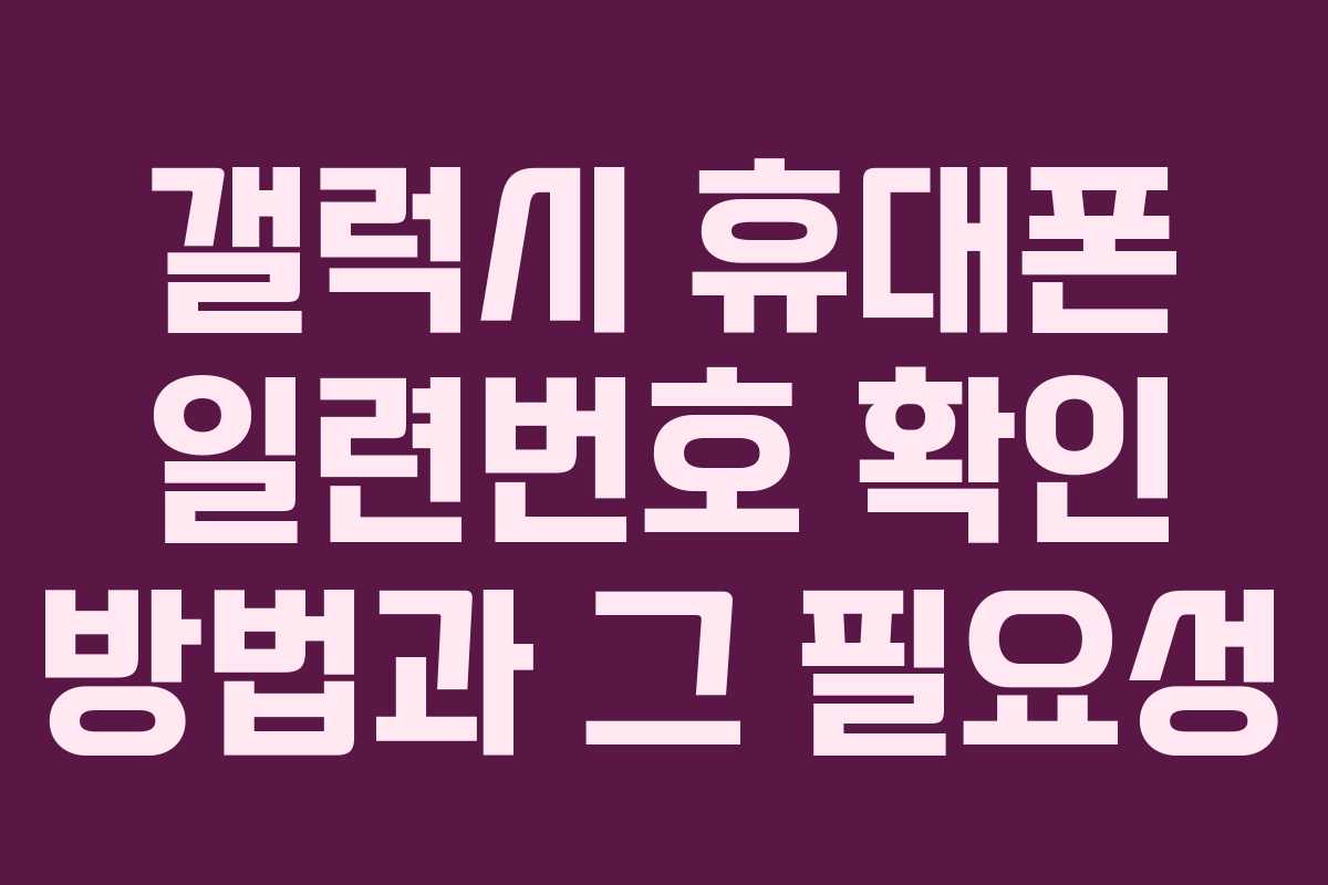 갤럭시 휴대폰 일련번호 확인 방법과 그 필요성