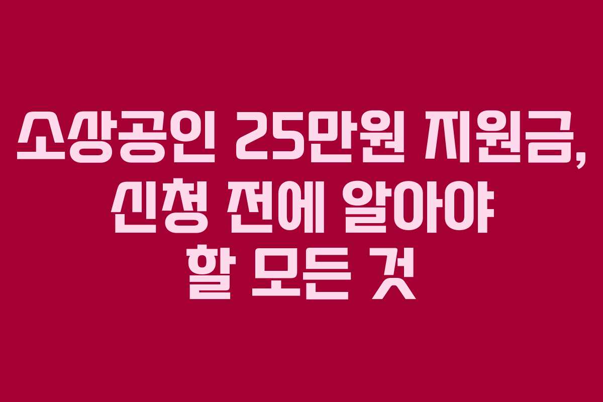 소상공인 25만원 지원금, 신청 전에 알아야 할 모든 것