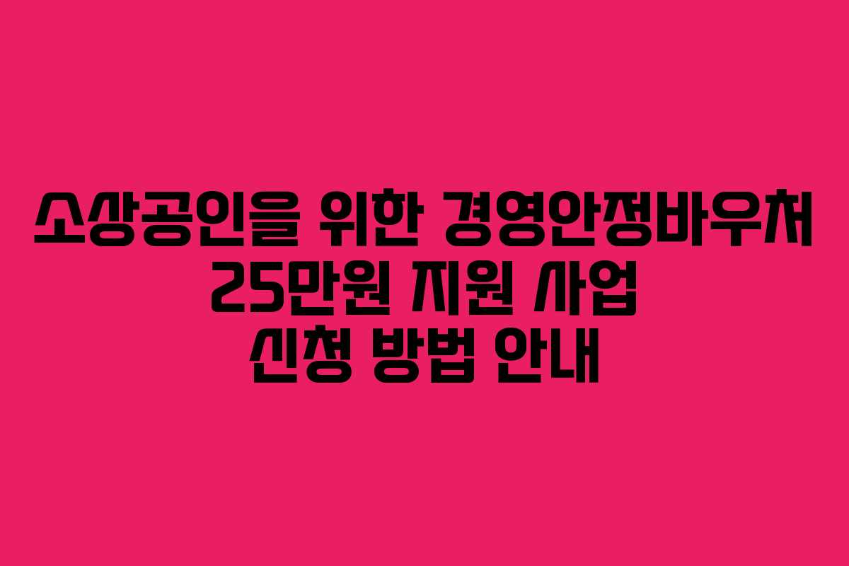 소상공인을 위한 경영안정바우처 25만원 지원 사업 신청 방법 안내