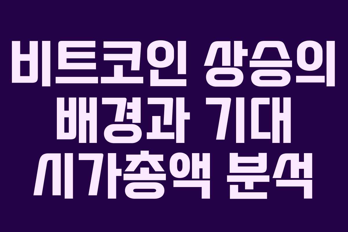 비트코인 상승의 배경과 기대 시가총액 분석