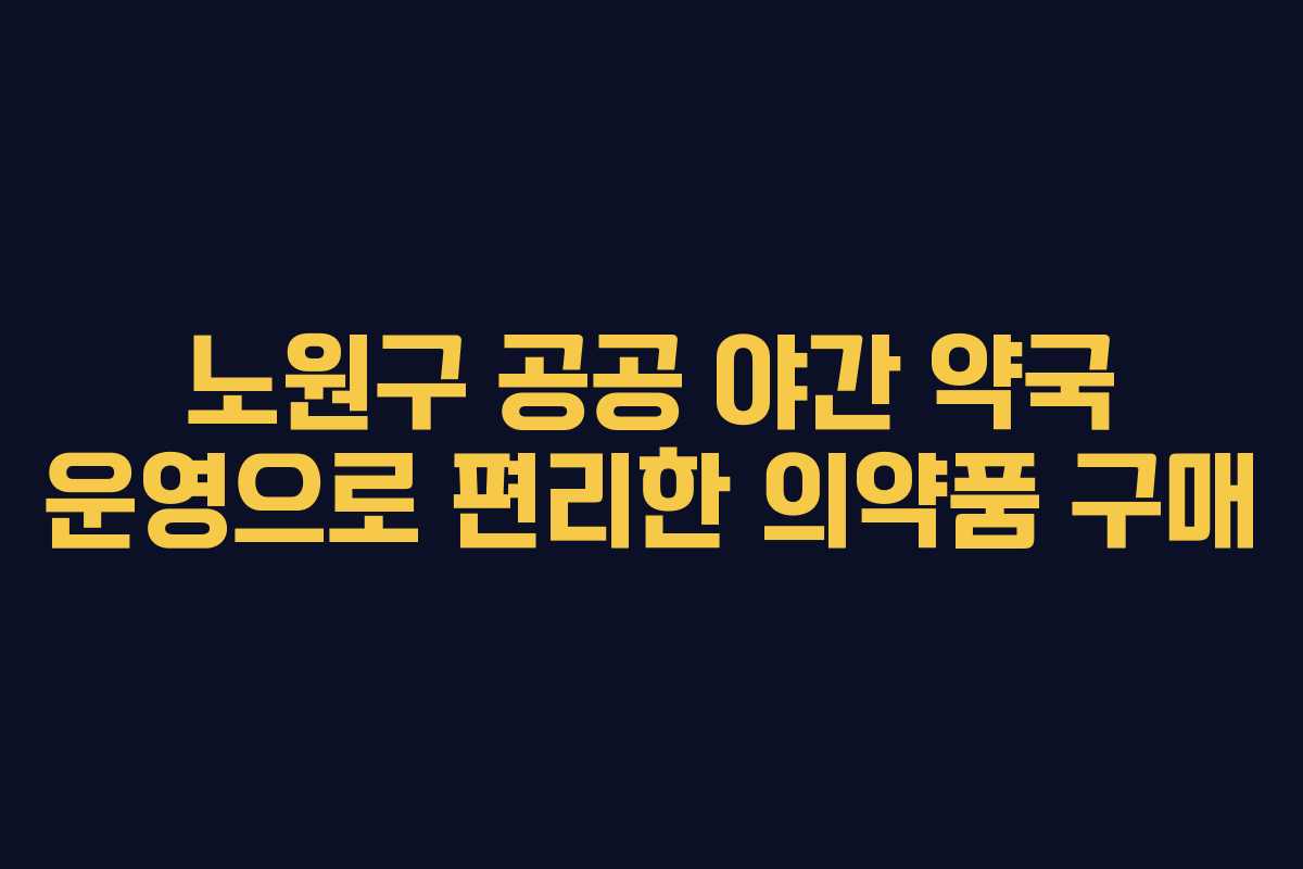 노원구 공공 야간 약국 운영으로 편리한 의약품 구매