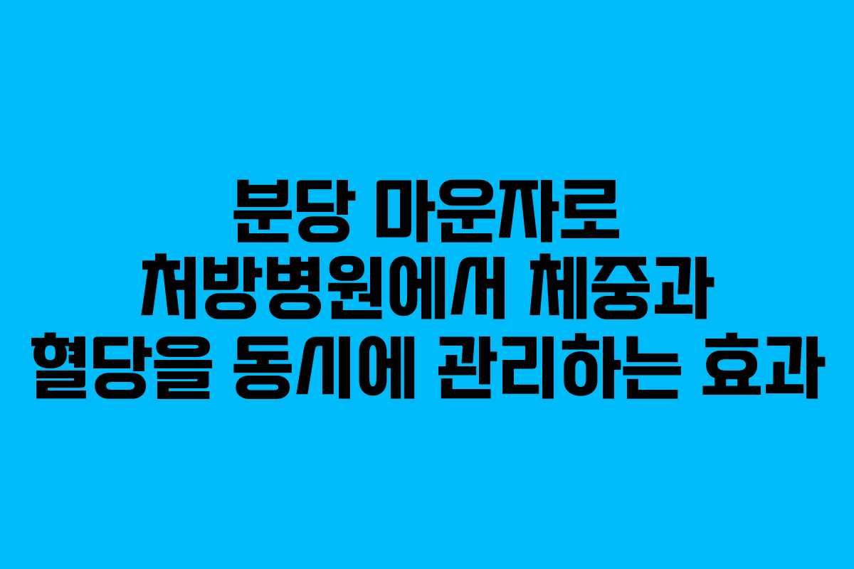 분당 마운자로 처방병원에서 체중과 혈당을 동시에 관리하는 효과
