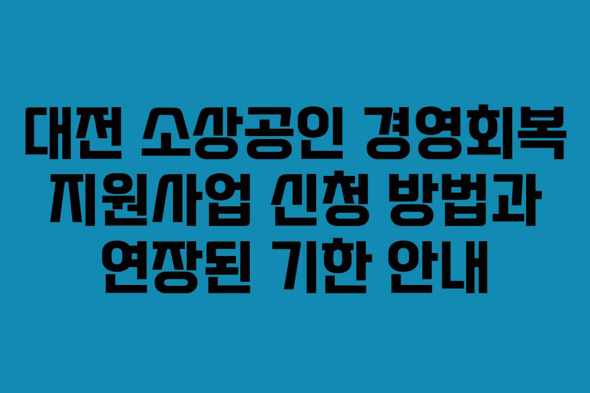 대전 소상공인 경영회복 지원사업 신청 방법과 연장된 기한 안내
