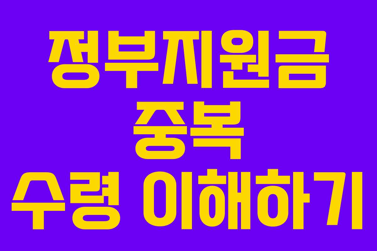 정부지원금 중복 수령 이해하기