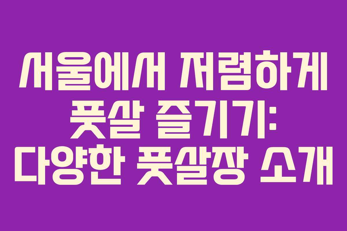 서울에서 저렴하게 풋살 즐기기: 다양한 풋살장 소개
