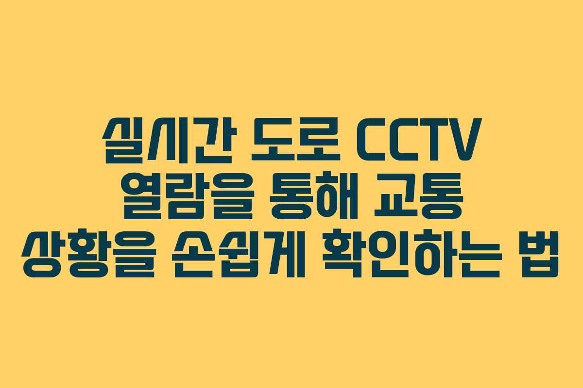 실시간 도로 CCTV 열람을 통해 교통 상황을 손쉽게 확인하는 법