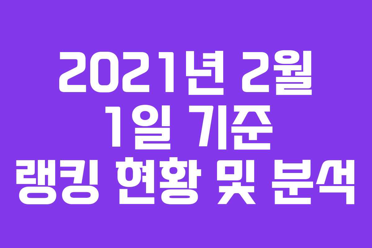 2021년 2월 1일 기준 랭킹 현황 및 분석