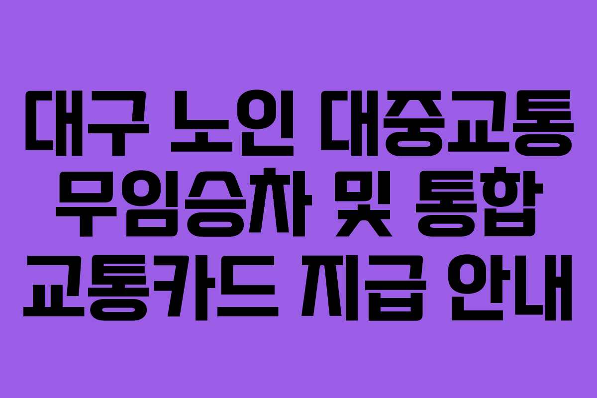 대구 노인 대중교통 무임승차 및 통합 교통카드 지급 안내