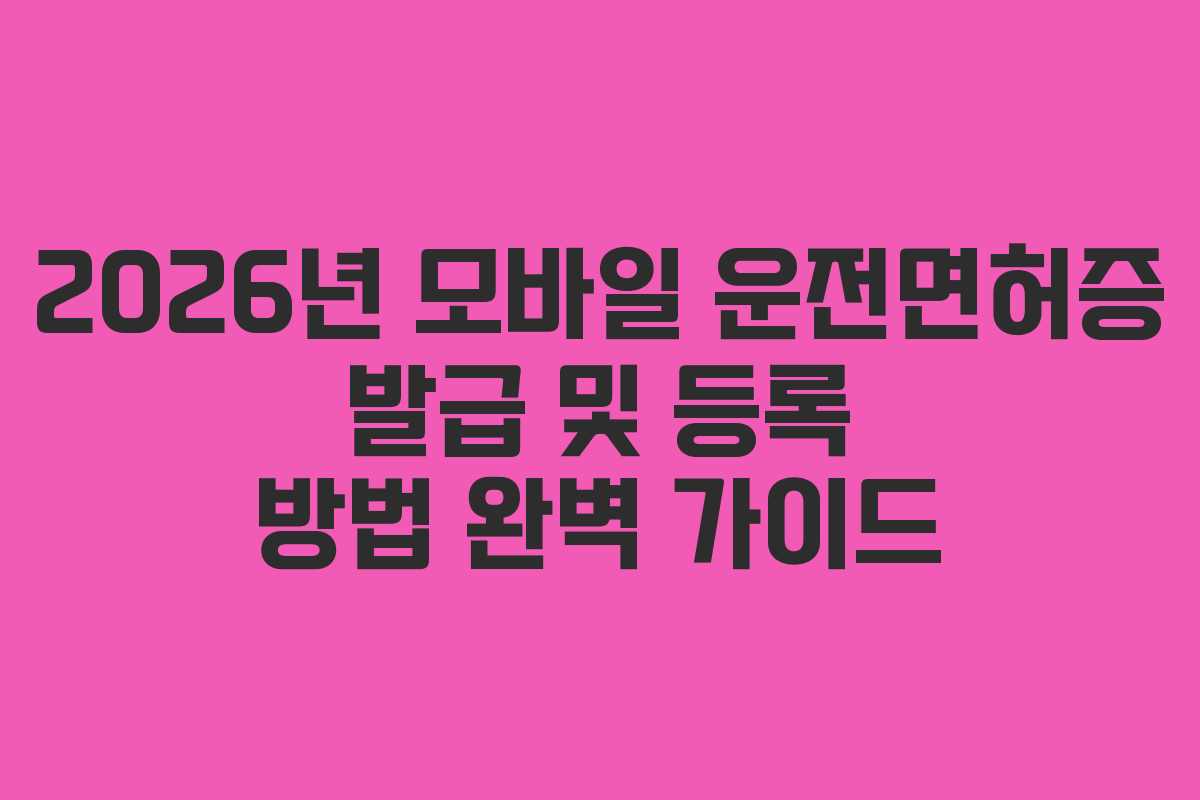 2026년 모바일 운전면허증 발급 및 등록 방법 완벽 가이드