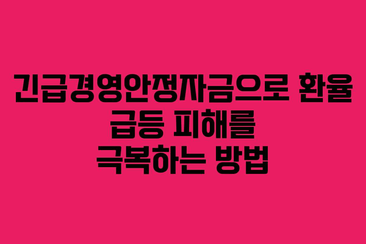 긴급경영안정자금으로 환율 급등 피해를 극복하는 방법
