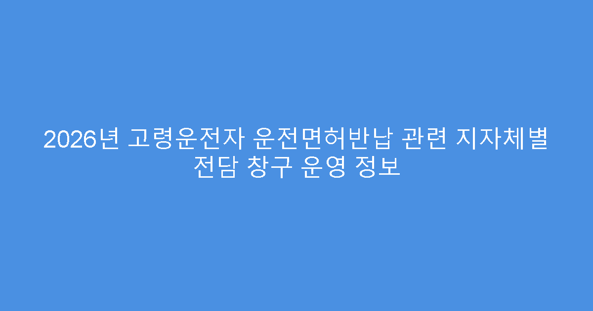 2026년 고령운전자 운전면허반납 관련 지자체별 전담 창구 운영 정보