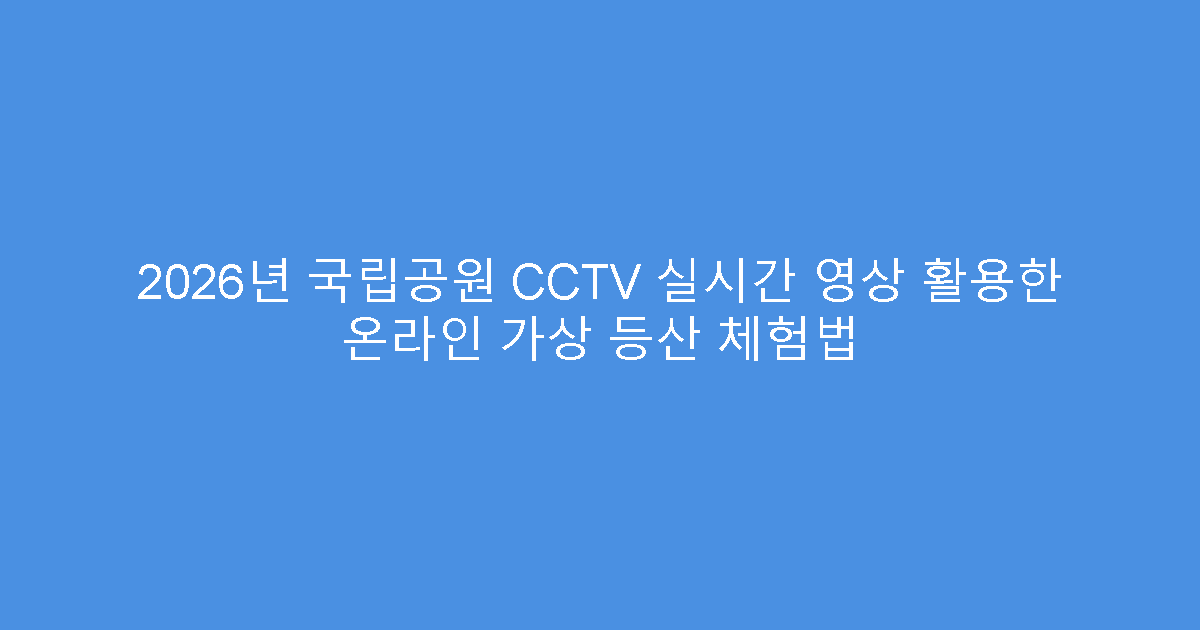 2026년 국립공원 CCTV 실시간 영상 활용한 온라인 가상 등산 체험법