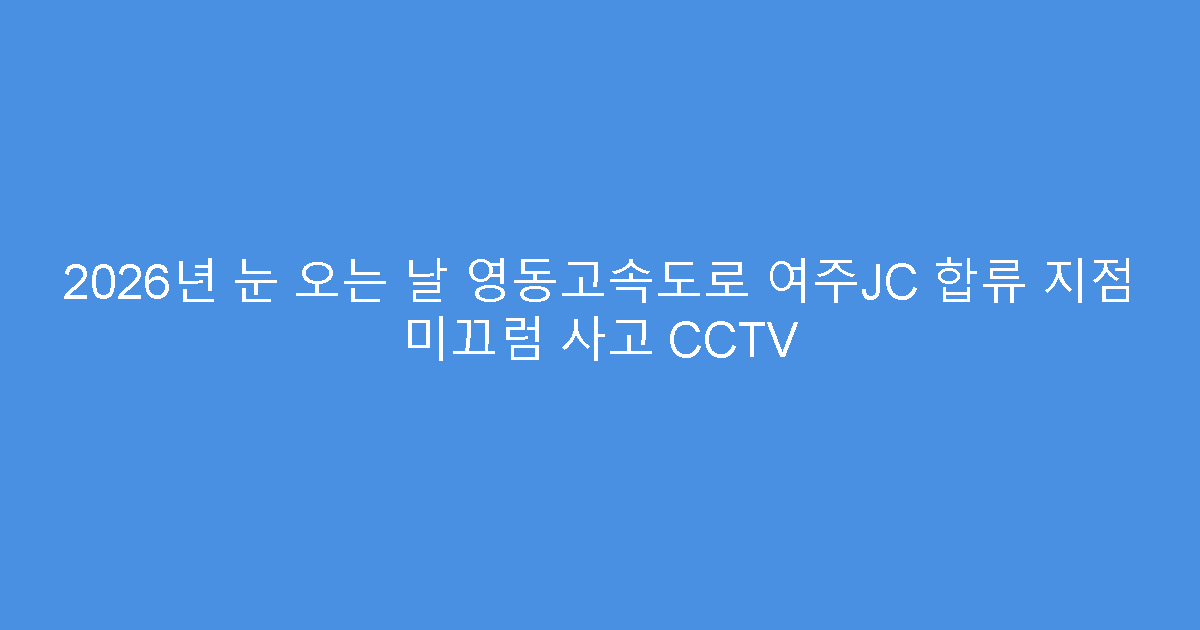 2026년 눈 오는 날 영동고속도로 여주JC 합류 지점 미끄럼 사고 CCTV