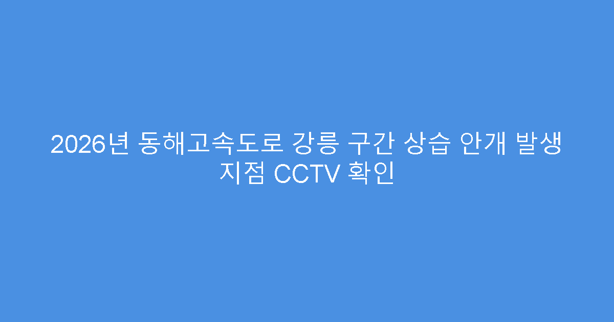 2026년 동해고속도로 강릉 구간 상습 안개 발생 지점 CCTV 확인