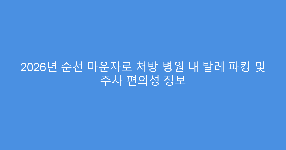 2026년 순천 마운자로 처방 병원 내 발레 파킹 및 주차 편의성 정보