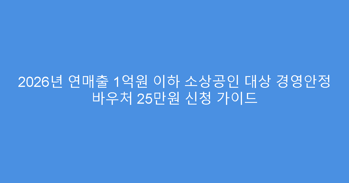 2026년 연매출 1억원 이하 소상공인 대상 경영안정 바우처 25만원 신청 가이드