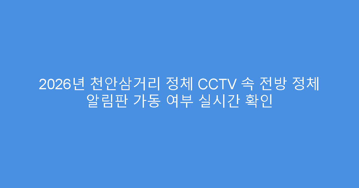 2026년 천안삼거리 정체 CCTV 속 전방 정체 알림판 가동 여부 실시간 확인