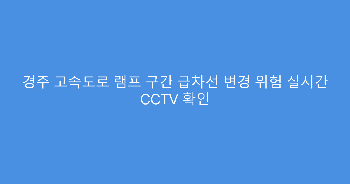 경주 고속도로 램프 구간 급차선 변경 위험 실시간 CCTV 확인