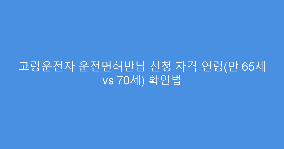 고령운전자 운전면허반납 신청 자격 연령(만 65세 vs 70세) 확인법