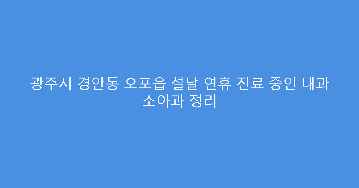 광주시 경안동 오포읍 설날 연휴 진료 중인 내과 소아과 정리