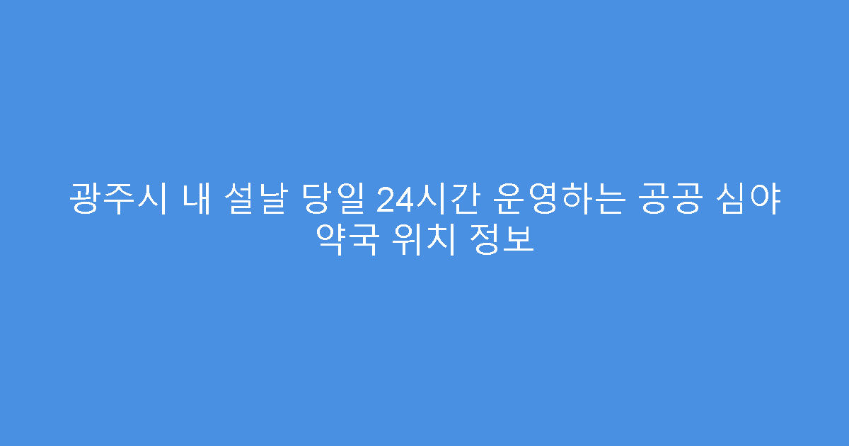광주시 내 설날 당일 24시간 운영하는 공공 심야 약국 위치 정보