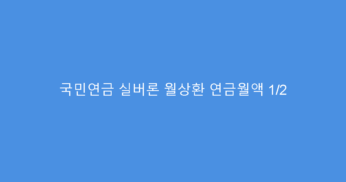 국민연금 실버론 월상환 연금월액 1/2