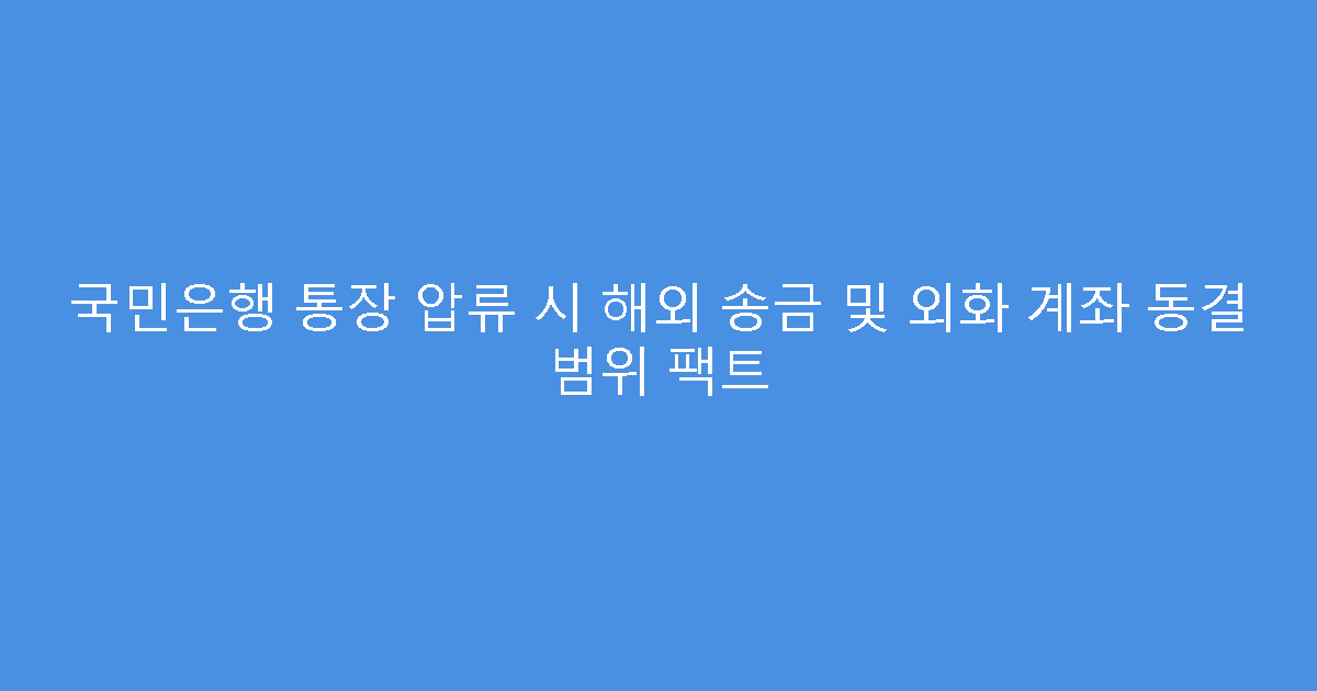 국민은행 통장 압류 시 해외 송금 및 외화 계좌 동결 범위 팩트