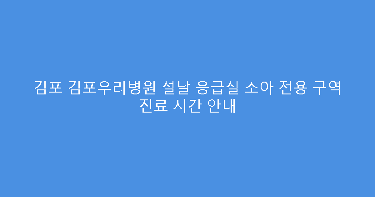 김포 김포우리병원 설날 응급실 소아 전용 구역 진료 시간 안내