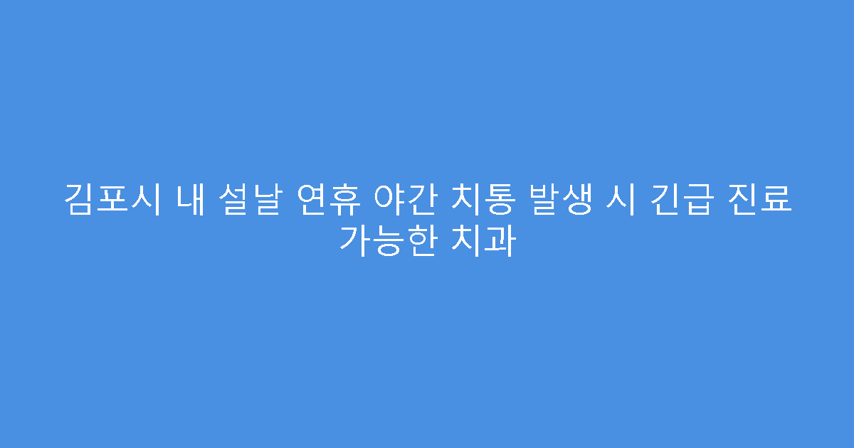 김포시 내 설날 연휴 야간 치통 발생 시 긴급 진료 가능한 치과