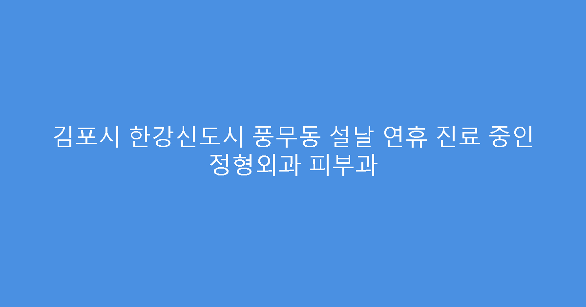 김포시 한강신도시 풍무동 설날 연휴 진료 중인 정형외과 피부과
