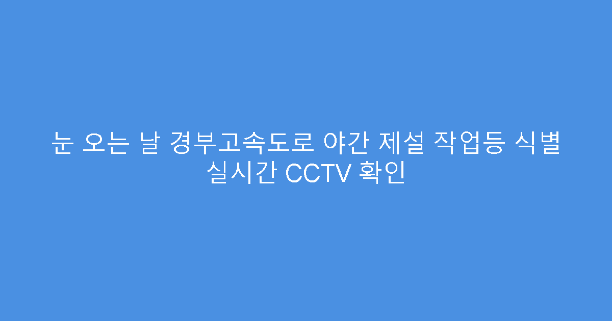 눈 오는 날 경부고속도로 야간 제설 작업등 식별 실시간 CCTV 확인