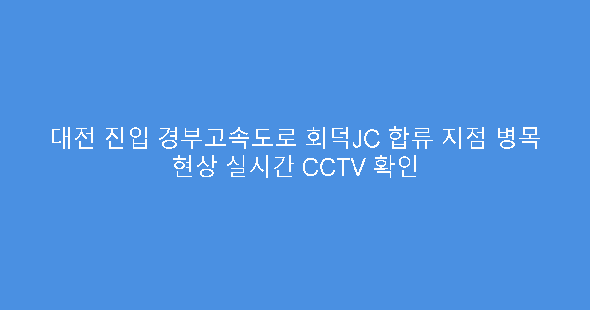 대전 진입 경부고속도로 회덕JC 합류 지점 병목 현상 실시간 CCTV 확인