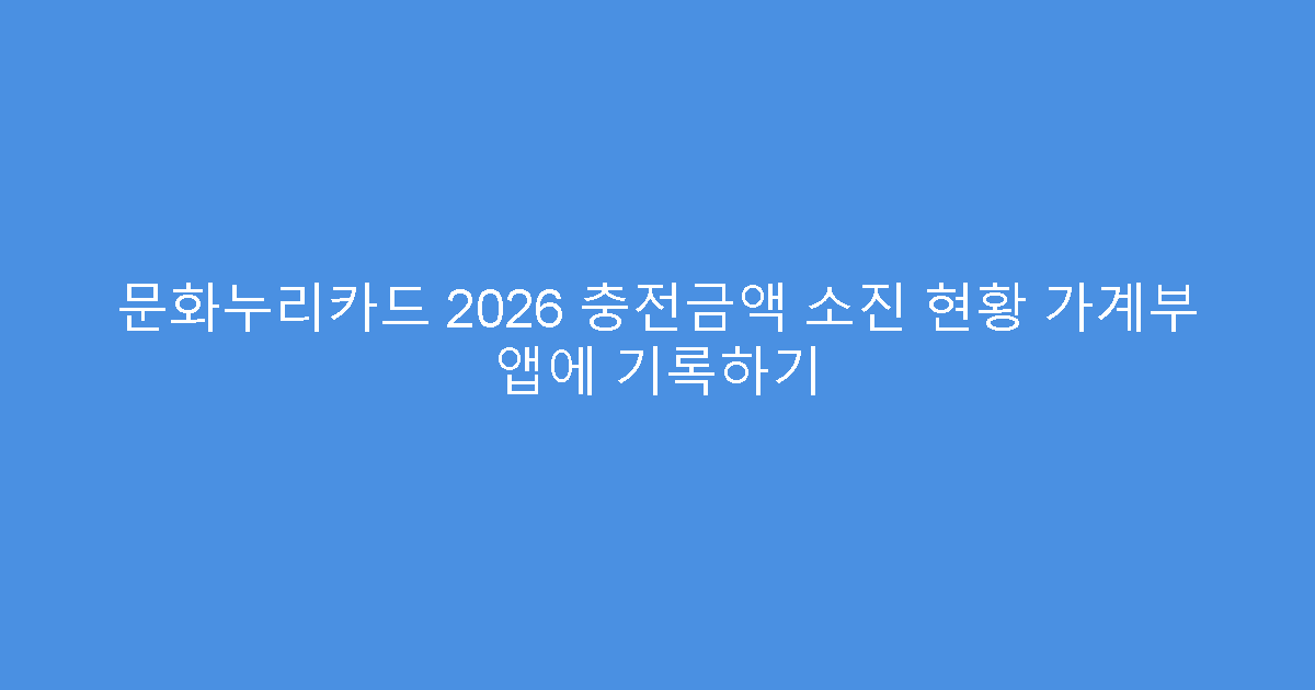 문화누리카드 2026 충전금액 소진 현황 가계부 앱에 기록하기