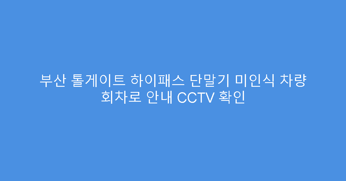 부산 톨게이트 하이패스 단말기 미인식 차량 회차로 안내 CCTV 확인