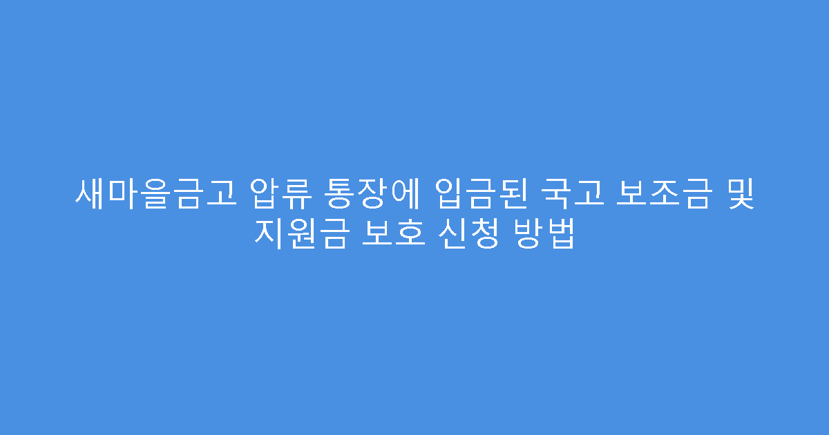 새마을금고 압류 통장에 입금된 국고 보조금 및 지원금 보호 신청 방법