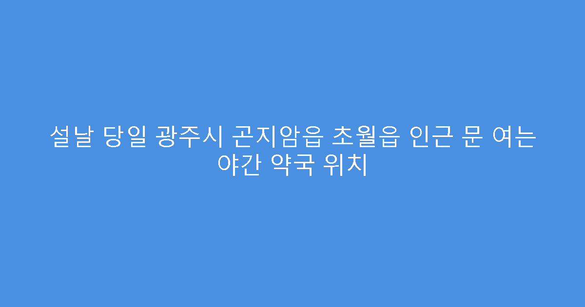 설날 당일 광주시 곤지암읍 초월읍 인근 문 여는 야간 약국 위치