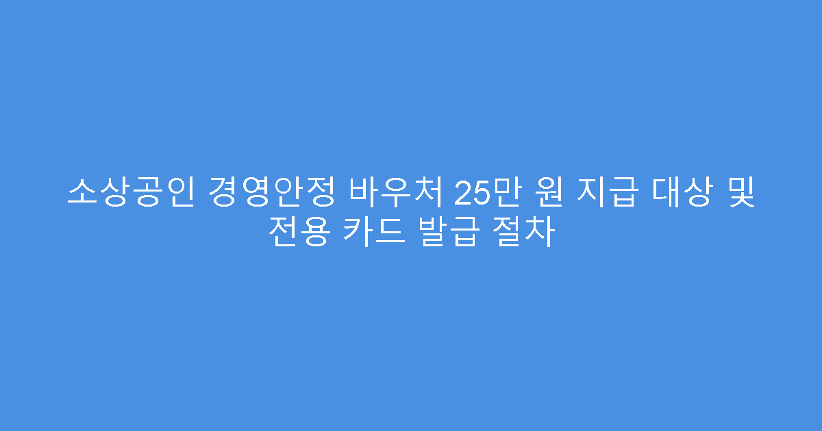 소상공인 경영안정 바우처 25만 원 지급 대상 및 전용 카드 발급 절차