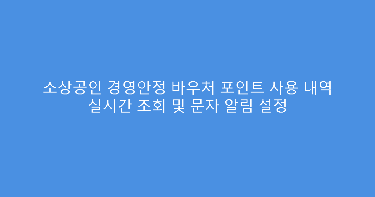 소상공인 경영안정 바우처 포인트 사용 내역 실시간 조회 및 문자 알림 설정