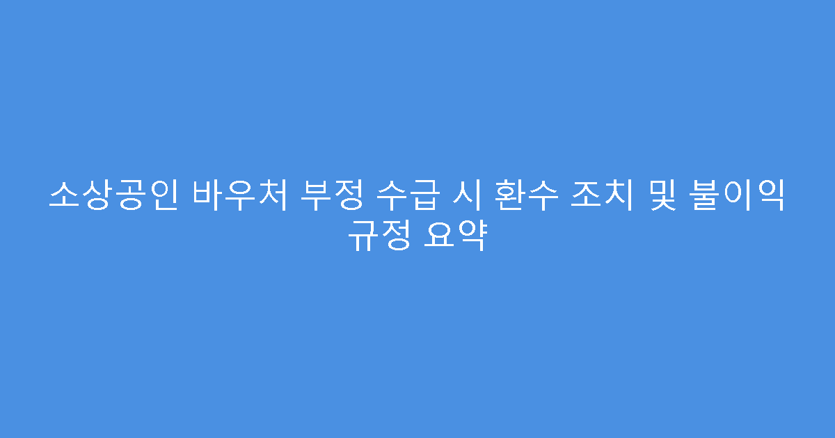 소상공인 바우처 부정 수급 시 환수 조치 및 불이익 규정 요약