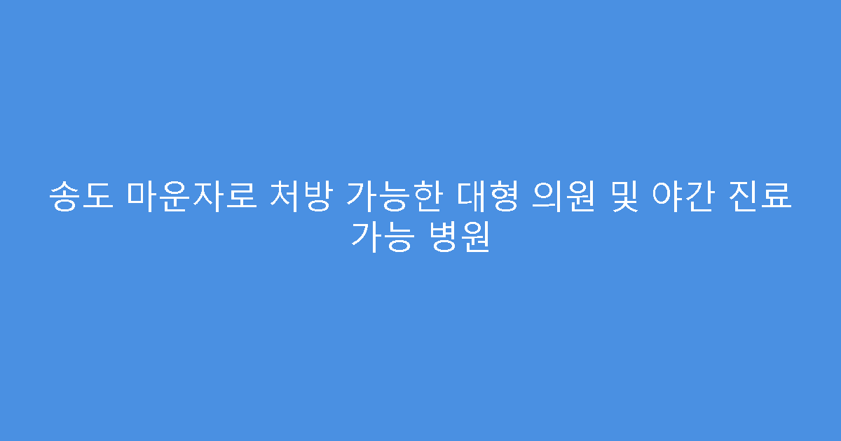 송도 마운자로 처방 가능한 대형 의원 및 야간 진료 가능 병원