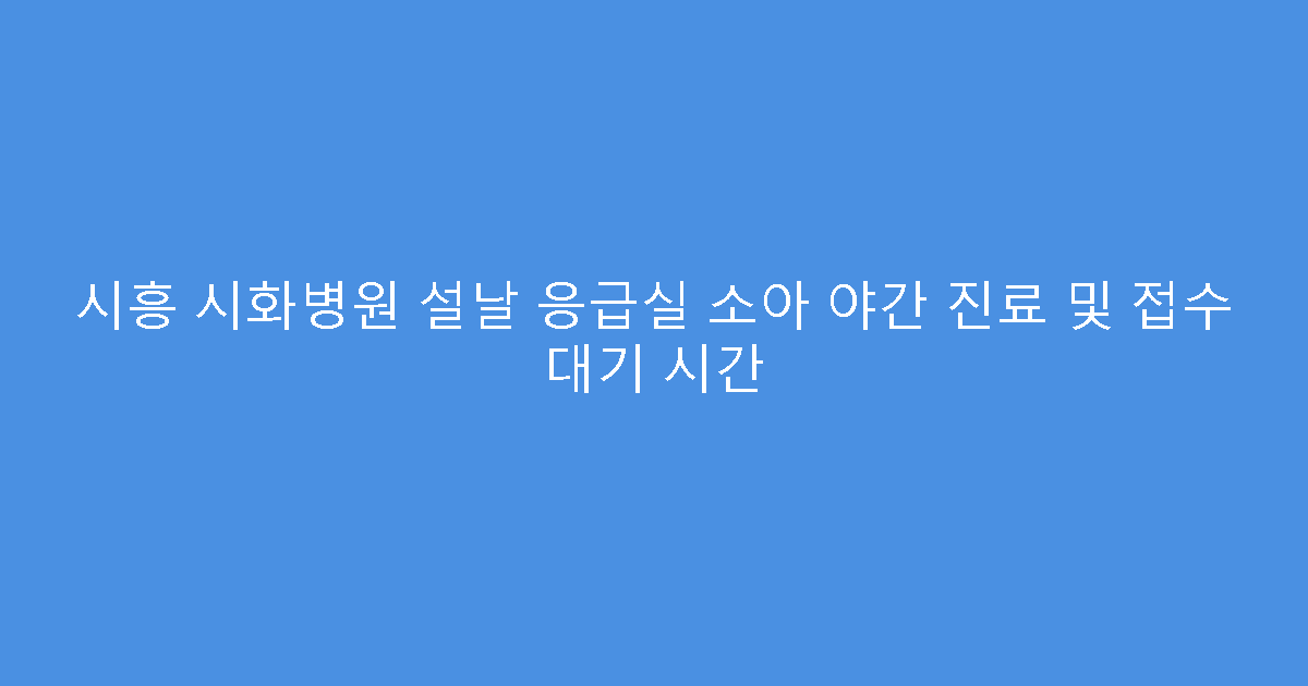 시흥 시화병원 설날 응급실 소아 야간 진료 및 접수 대기 시간