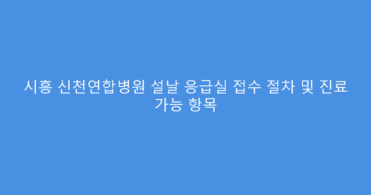시흥 신천연합병원 설날 응급실 접수 절차 및 진료 가능 항목