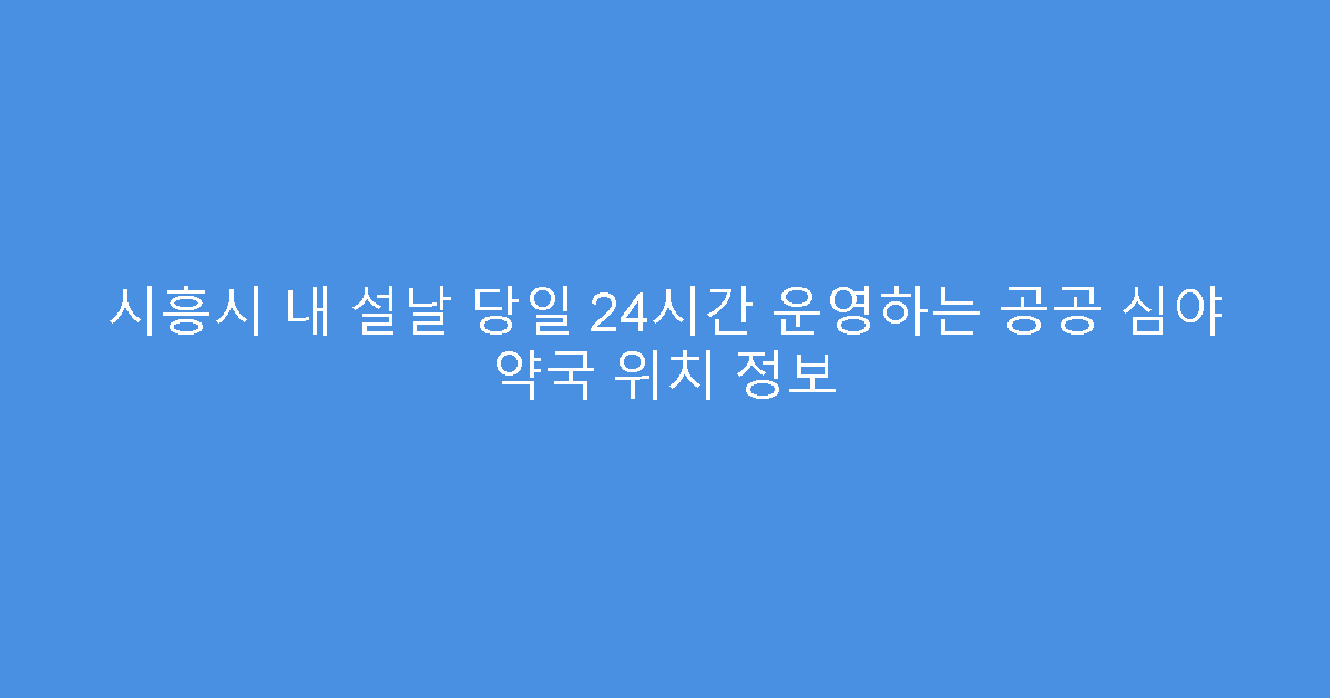 시흥시 내 설날 당일 24시간 운영하는 공공 심야 약국 위치 정보