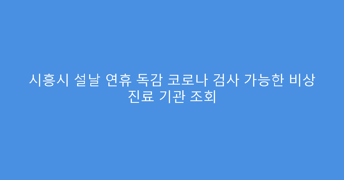 시흥시 설날 연휴 독감 코로나 검사 가능한 비상 진료 기관 조회