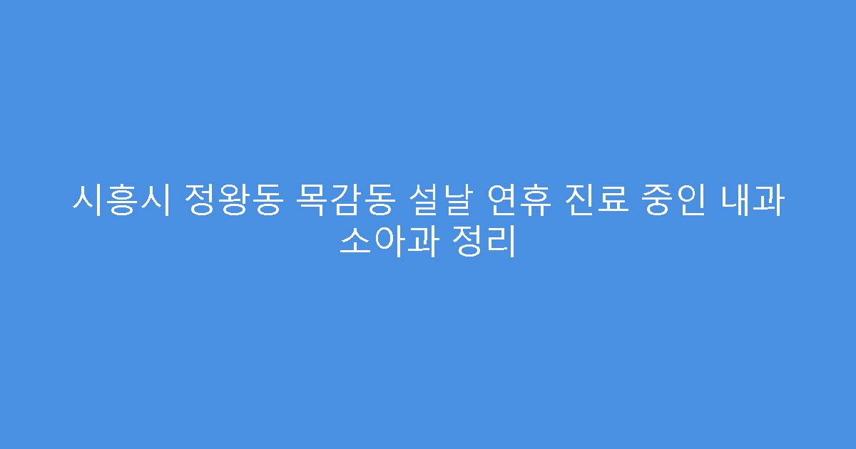 시흥시 정왕동 목감동 설날 연휴 진료 중인 내과 소아과 정리