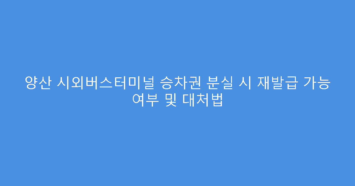 양산 시외버스터미널 승차권 분실 시 재발급 가능 여부 및 대처법