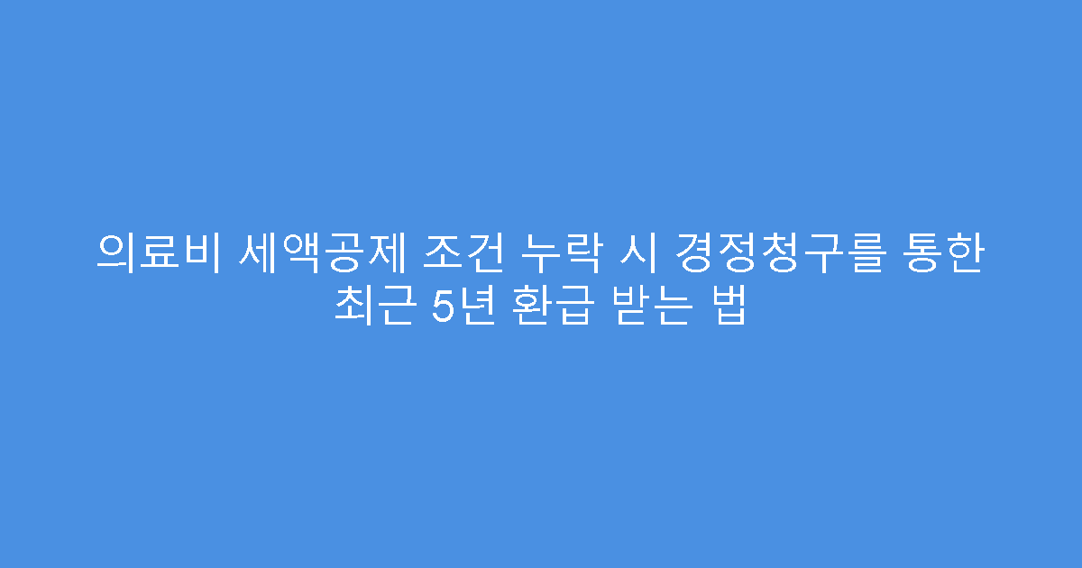의료비 세액공제 조건 누락 시 경정청구를 통한 최근 5년 환급 받는 법