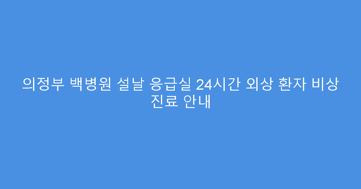 의정부 백병원 설날 응급실 24시간 외상 환자 비상 진료 안내