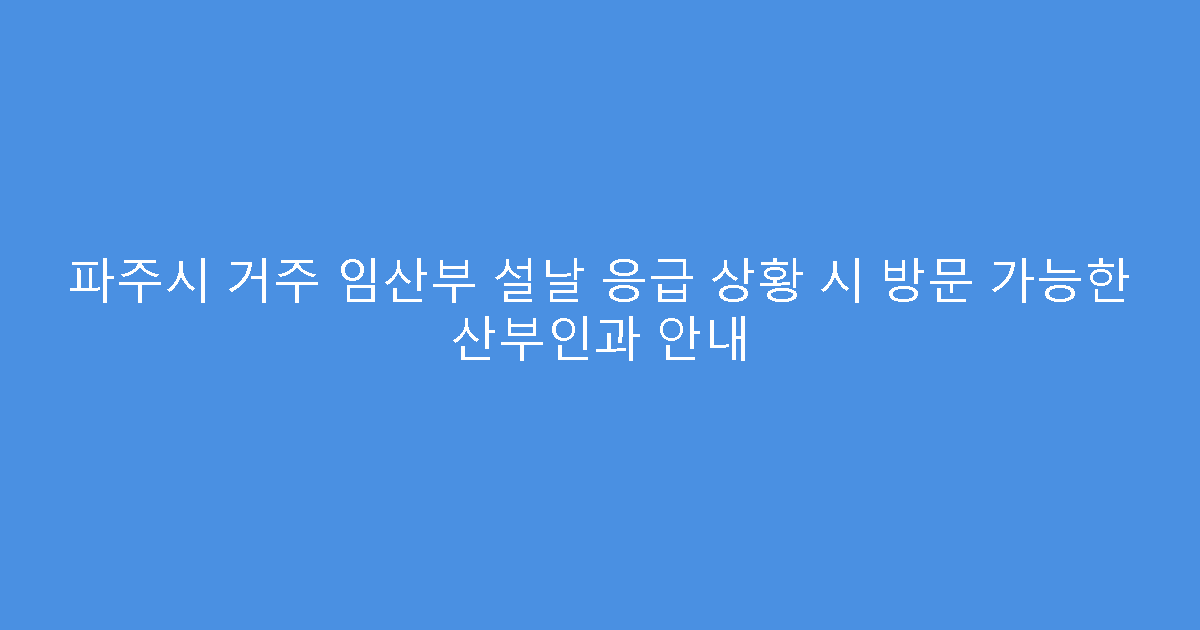 파주시 거주 임산부 설날 응급 상황 시 방문 가능한 산부인과 안내